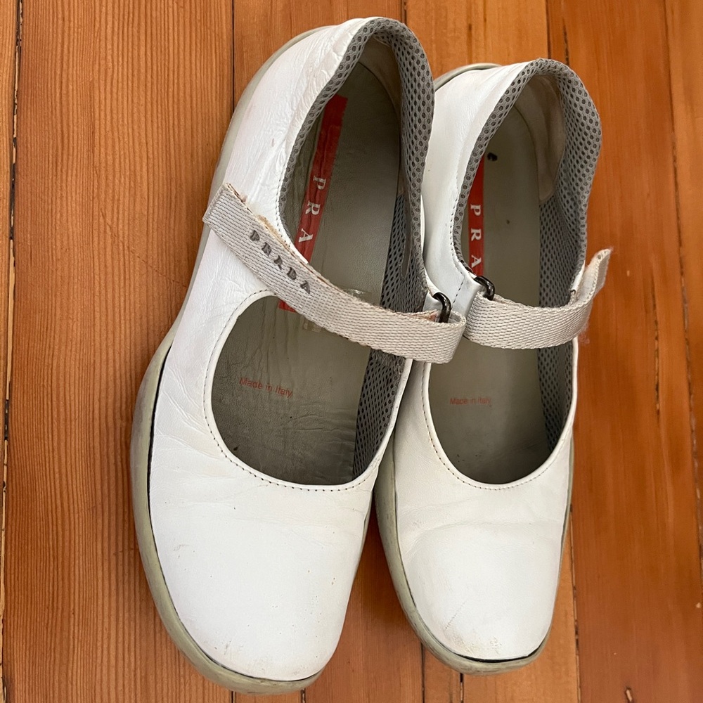 Prada Cream Mary Jane Shoes